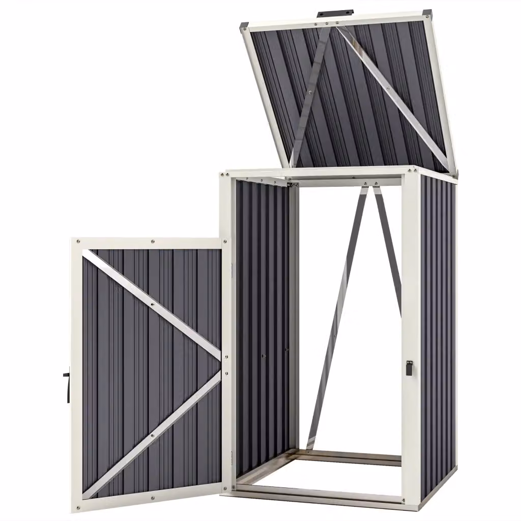 Casetta copri pattumiera Xylo in acciaio galvanizzato grigio antracite L 73 cm x P 81 cm x H 122 cm per contenitore da 240L – 2