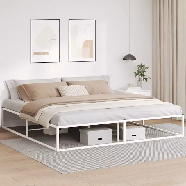 Letto con struttura in metallo bianco vidaXL L/P: 200 x 200 cm – 1