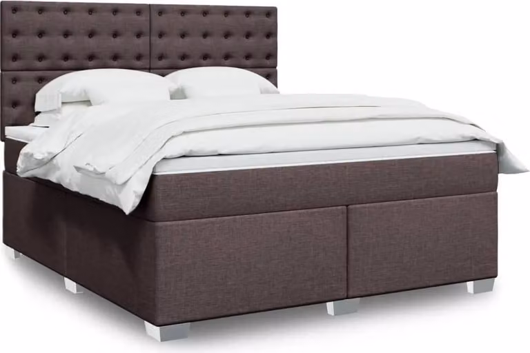 Maison Exclusive - Letto boxspring con materasso, marrone scuro, 180x200 cm, rivestimento in tessuto