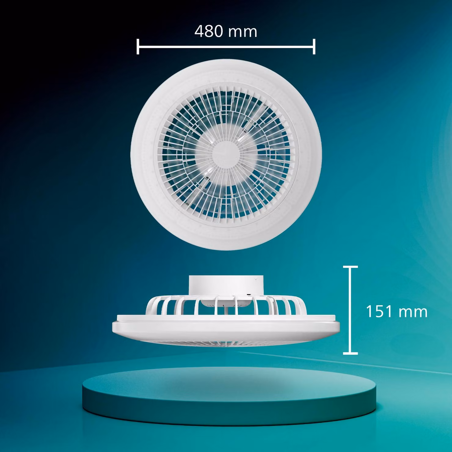 Philips Ventilatore da soffitto LED Amigo, bianco, 48 cm, CCT, RGB dimmerabile, Bianco / Opale, Soggiorno / Sala da pranzo, Plastica, Moderno