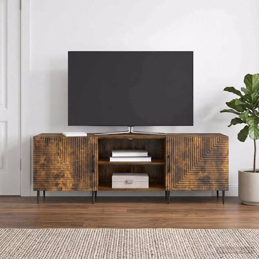 Mobile TV vidaXL in stile vintage, Rovere Fumo, L: 150 cm, P: 31 cm, H: 50 cm