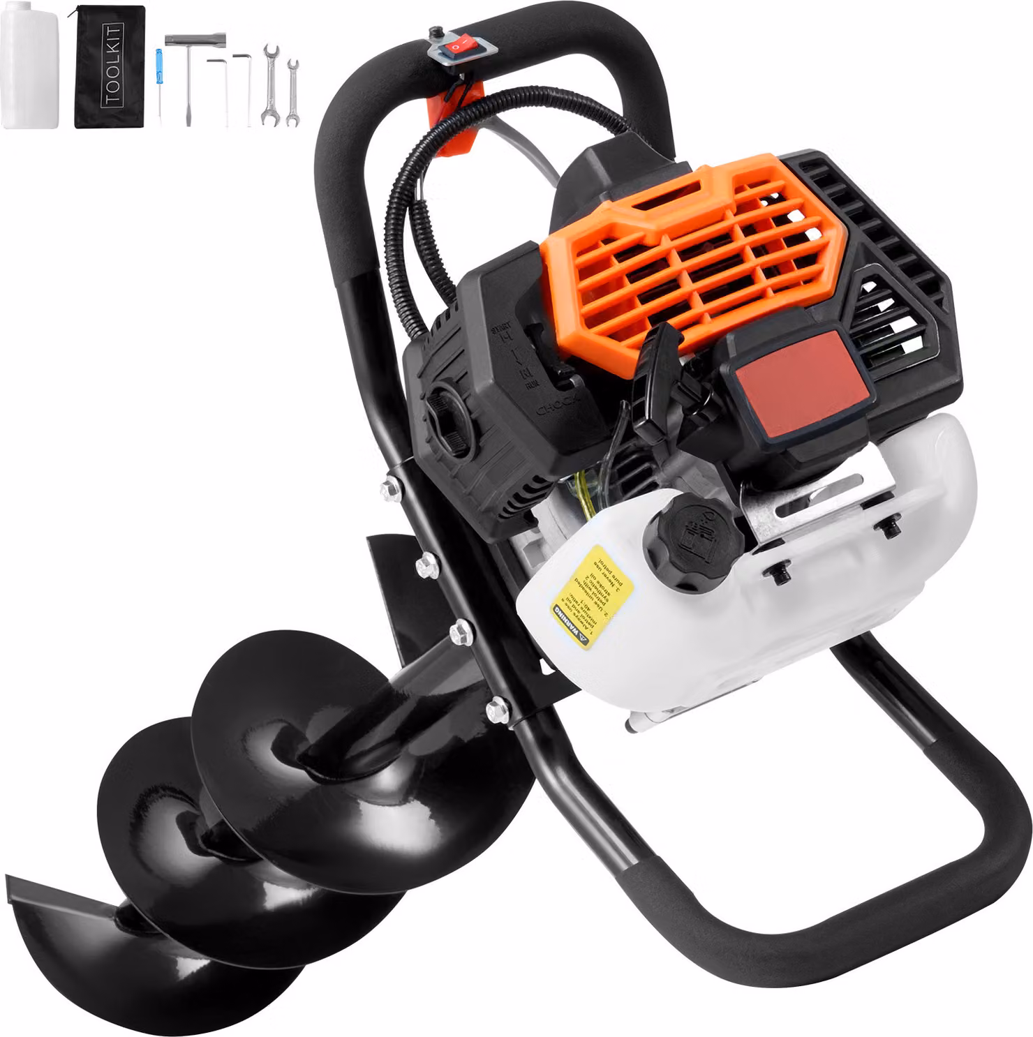SucceBuy Trivella per pozzi, a benzina, 43 CC, 1250 W, punta da 8", arancione+nero