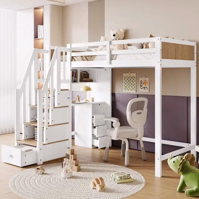 letto a castello legno e mdf bianco naturale 90x200 cm