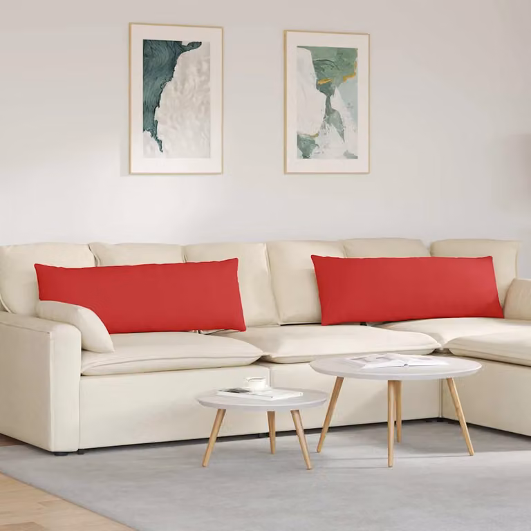 Set di 2 cuscini da divano vidaXL in tessuto rosso con rivestimento rimovibile, L 120 cm x P 40 cm x H 40 cm