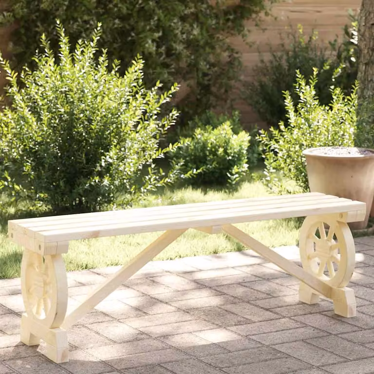 vidaXL Panca da Giardino in Legno di Abete, Colore Marrone e Beige, L: 115 cm