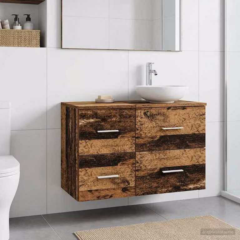 Armadio da bagno moderno vidaXL in legno color marrone con cassetti e ante L/P/H: 30 x 35 x 50 cm