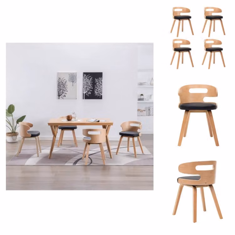 vidaXL Sedie da pranzo 4 pezzi in legno curvato nero e Similcuoio - Sedie da pranzo