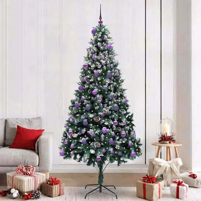 Albero di Natale artificiale verde vidaXL con 300 LED luce bianca calda, Altezza: 240 cm – 1