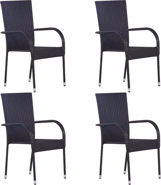 Set Mobili da Pranzo Giardino 5 pz in Polyrattan Nero 3072485