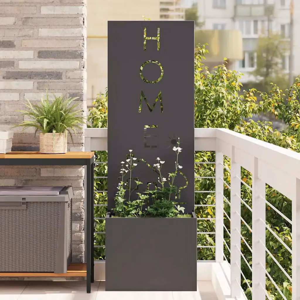 vidaXL Paravent per privacy in giardino in acciaio nero L: 50 cm, P: 32 cm, H: 150 cm