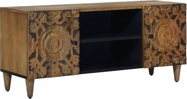 Mobile TV vidaXL in legno di mango massello marrone L: 105 cm, P: 33 cm, H: 46 cm