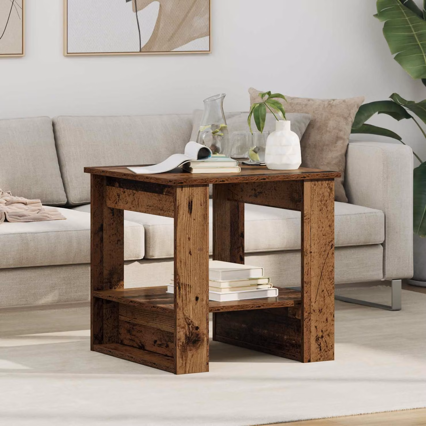 vidaXL Tavolino da salotto moderno in legno marrone L/P/H: 51 x 50 x 50 cm