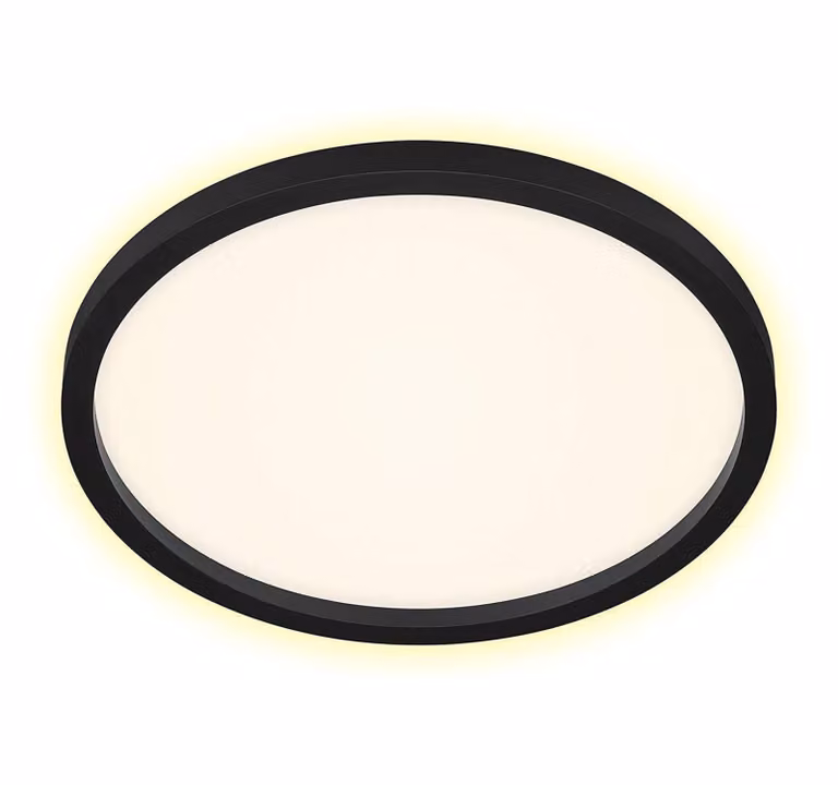 Plafoniera LED, retroilluminata, nera, rotonda, P 42,5 cm