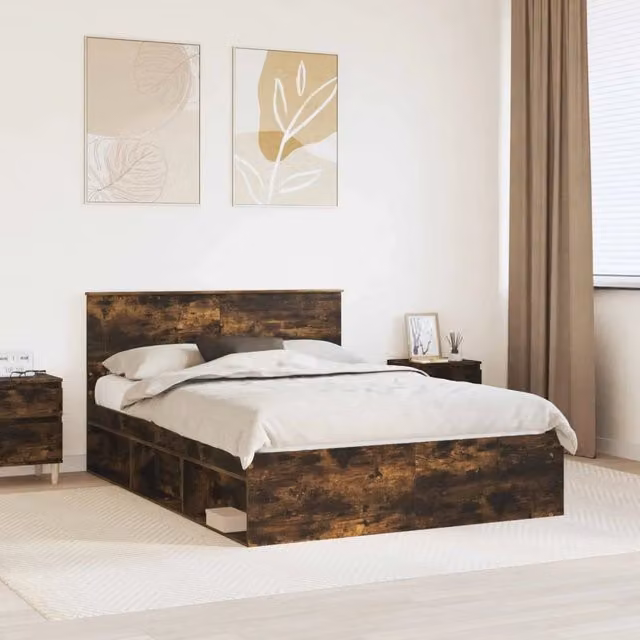 Struttura del letto con testiera Rovere fumé 150 x 200 cm 3407863