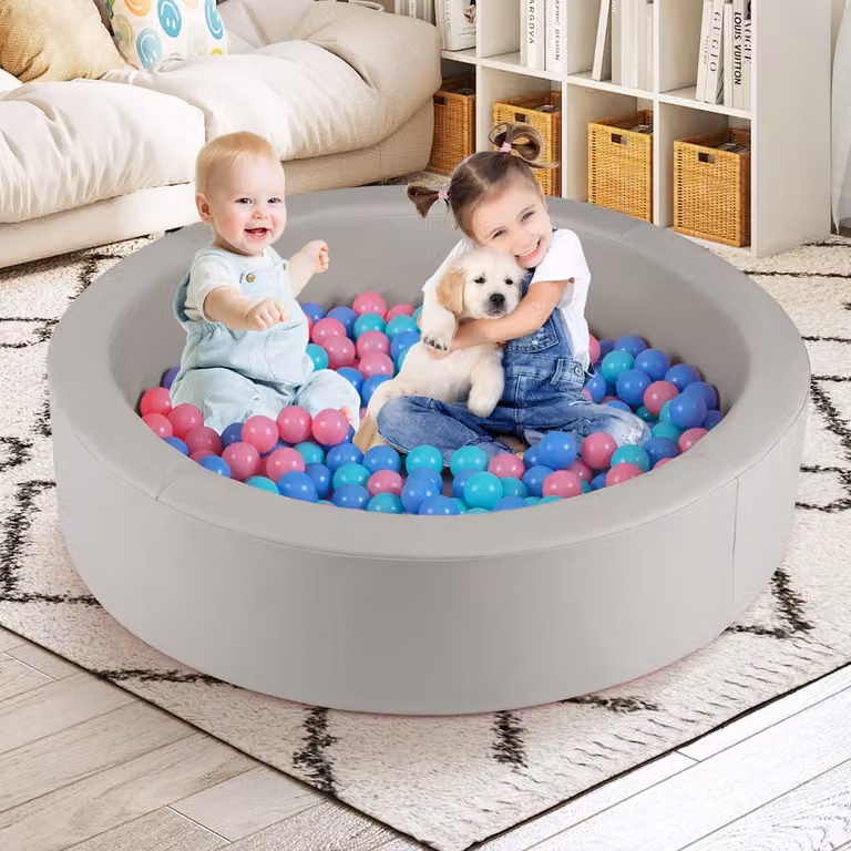 Piscina per bambini con palline Costway in schiuma imbottita e sacchetto portaoggetti in rete, Grigio