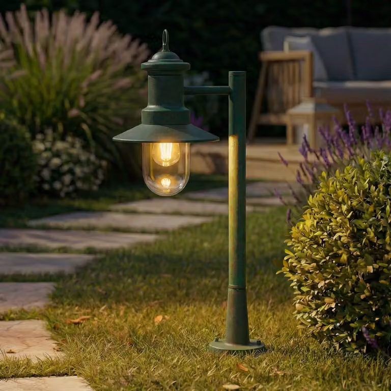 Lampioncino da giardino Eloretta Lindby, dimmerabile, Verde, Metallo, Campagna / Rustiche, Lampada da esterni