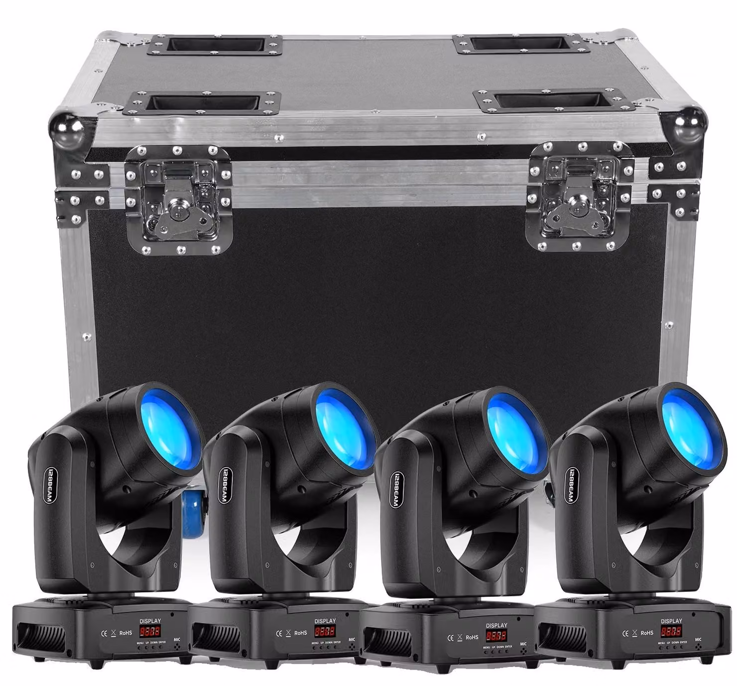 Testa mobile con illuminazione, potenza di 200W, modalità di controllo versatili, 4 luci e 1 corpo, spina di tipo europeo