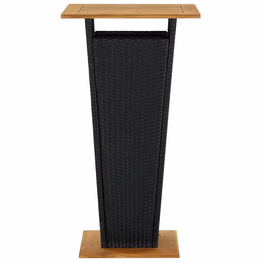Tavolino da giardino moderno vidaXL in polyrattan e legno di acacia oliato nero L/P/H: 60 x 60 x 110 cm – 2