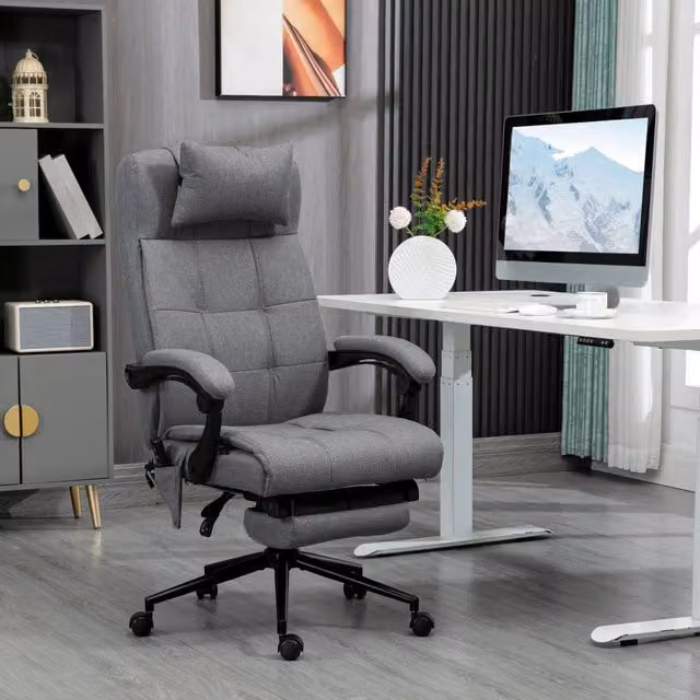Sedia da ufficio con massaggio grigia in acciaio 66 x 76 x 112-120 cm