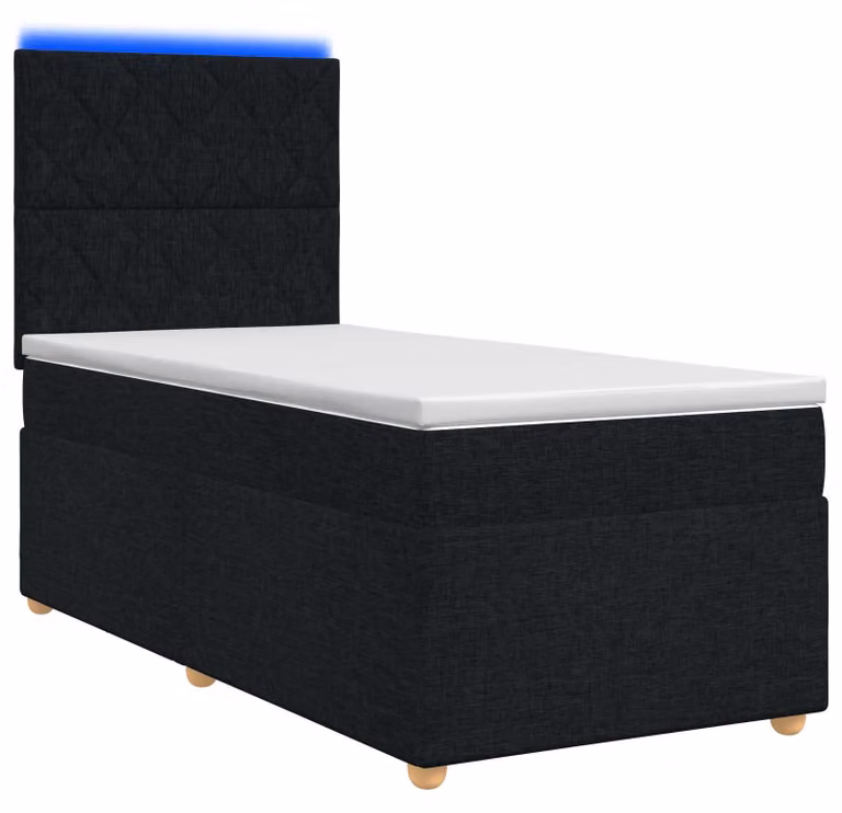 Letto a molle con materasso nero 80 x 200 cm in tessuto