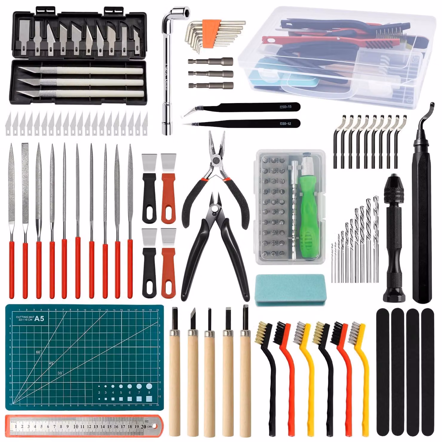 Kit completo di strumenti per la stampa 3D, composto da 136 pezzi, con kit di pulizia incluso