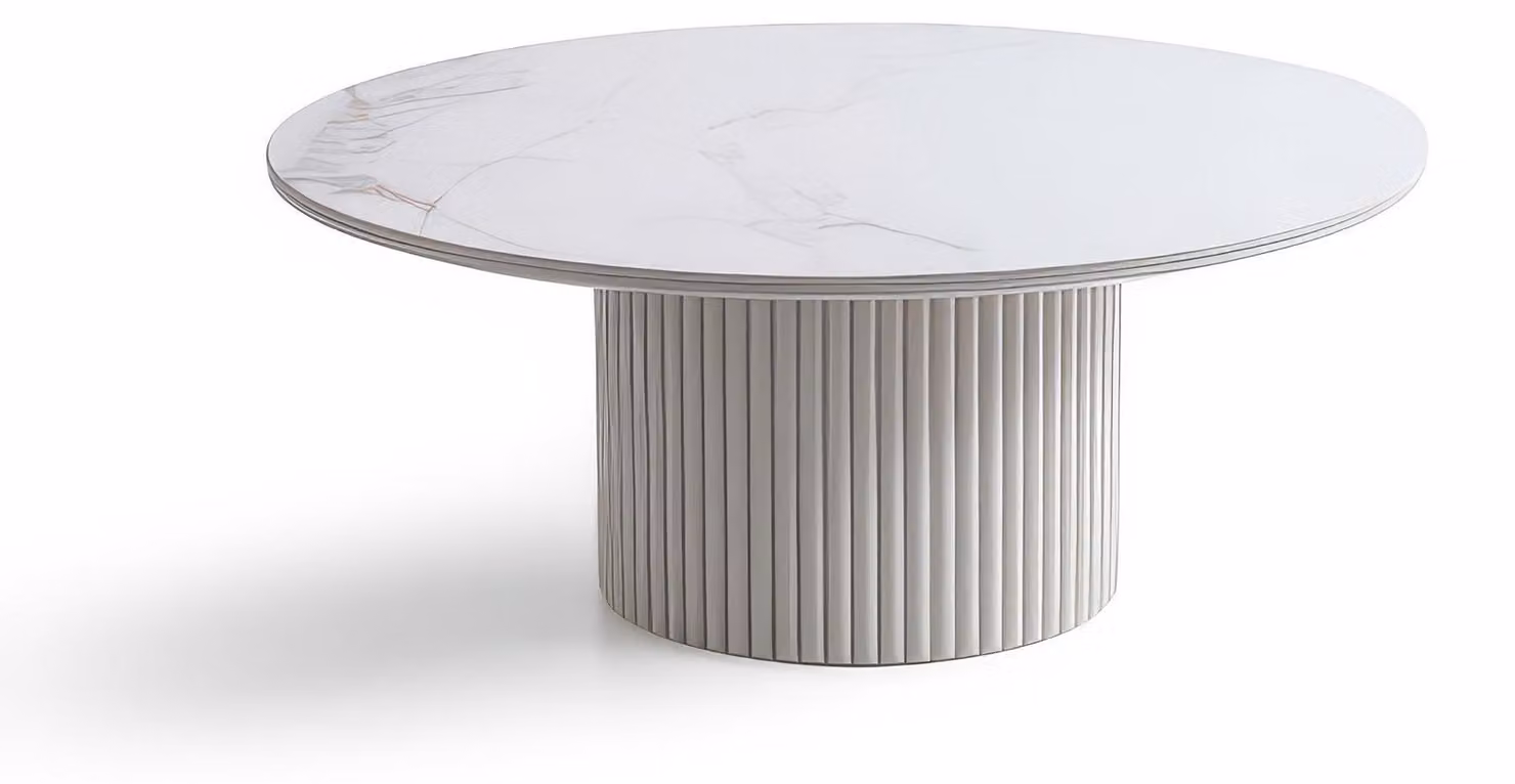 Tavolino da caffè moderno, bianco, rotondo, effetto marmo, tavolino da soggiorno, lusso, elegante