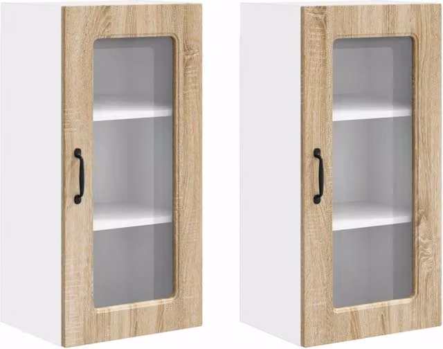 Mobile pensile moderno Design In con ante in vetro e ripiani interni, colore marrone, L: 80 cm, P: 31 cm, H: 40 cm