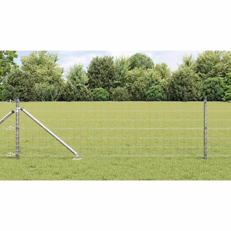 Recinzione Euro da esterno con punte vidaXL in acciaio zincato argento, L: 10 m, H: 0,75 m, P: 0,4 m