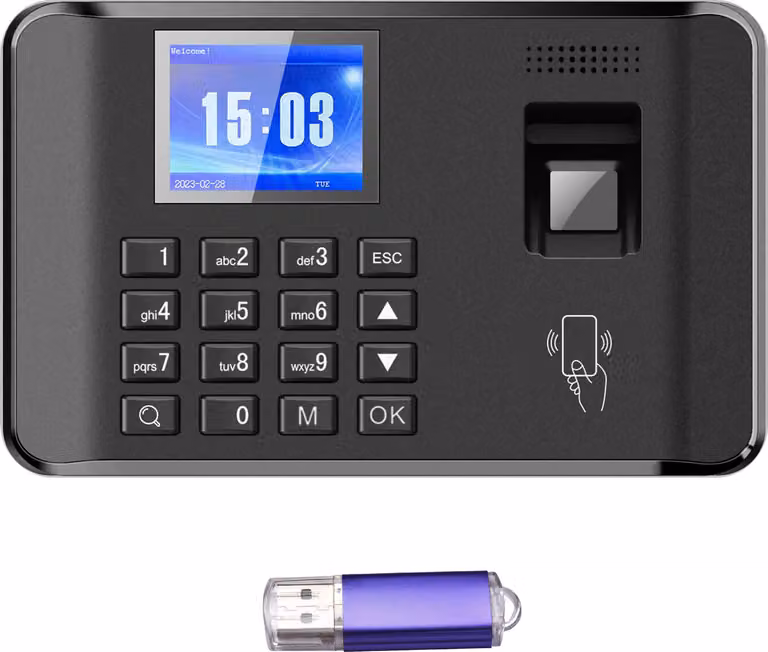 Macchina per la registrazione del tempo con impronta digitale, carta d'identità, display LCD e supporto multilingue
