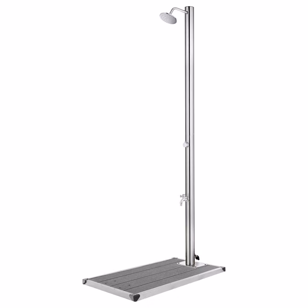 Prolenta Premium - Doccia da giardino con piatto grigio da 220 cm in acciaio inox