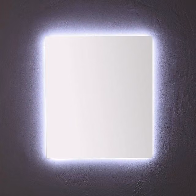 Specchio da bagno moderno IPERBRIKO rettangolare in vetro grigio con retroilluminazione LED L: 80 cm, H: 70 cm – 1