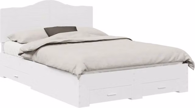 Letto matrimoniale | Letto per adulti | Struttura del letto Bianco 140 x 190 cm Legno multistrato