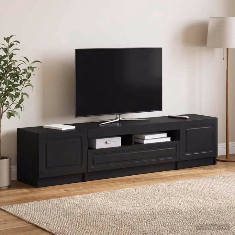 Mobile TV stand vidaXL UTRECHT con illuminazione LED integrata, colore nero e legno, design moderno per il tuo soggiorno