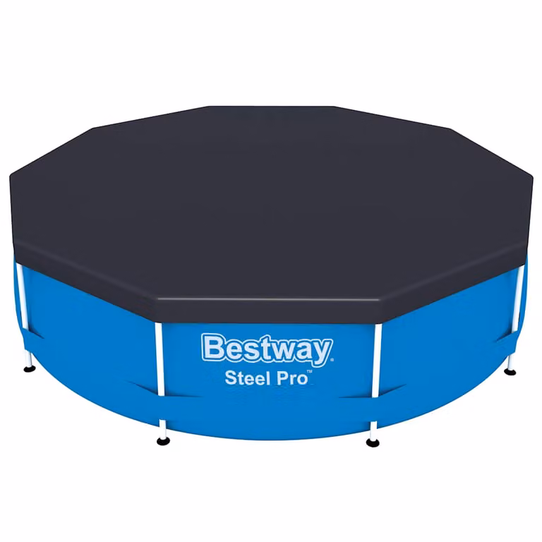 Copertura per piscina Bestway Flowclear rotonda in PVC, antracite e blu