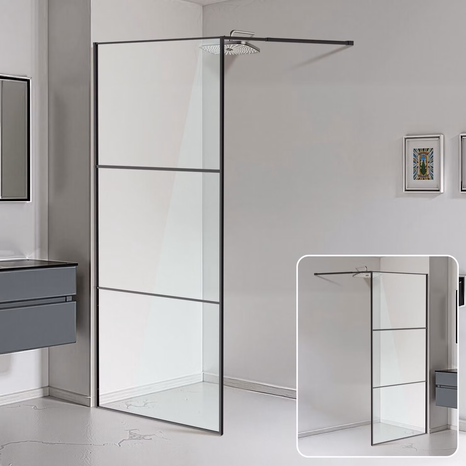 Cabina doccia Izrielar 100X200cm schermo doccia per cabina doccia ESG vetro di sicurezza 5mm nero