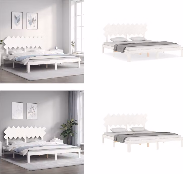 vidaXL Letto in legno massiccio con testiera bianca - Struttura letto - Cornici letto - Struttura letto - Letto