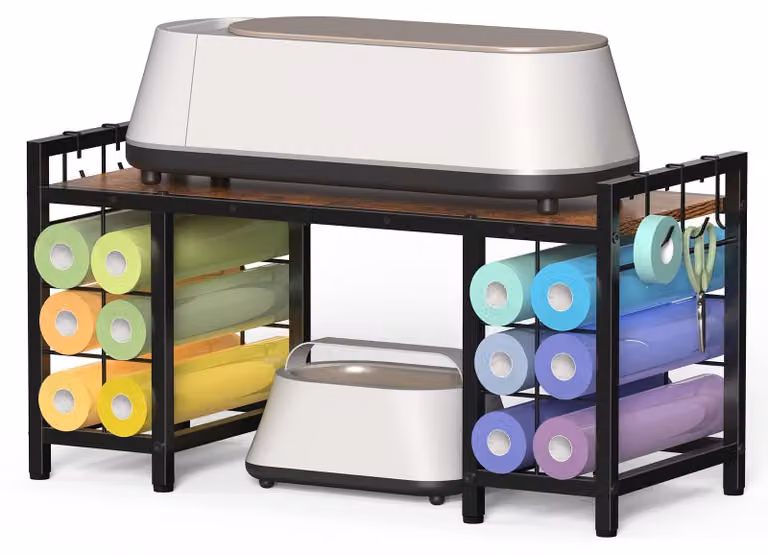 Omgoods - Tavolo da lavoro artigianale con spazio di stoccaggio per 12 rotoli di vinile, ideale per la creatività