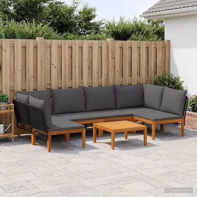 Set di 7 sedie da giardino vidaXL in legno di acacia e corda naturale