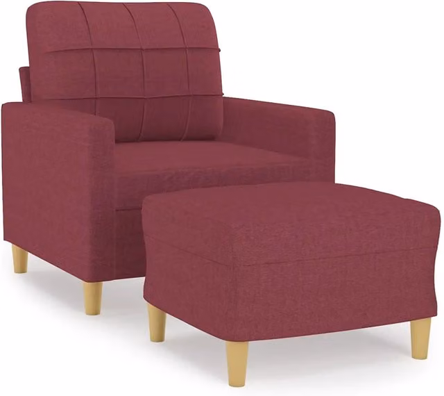 Poltrona Relax con Poggiapiedi in Tessuto Rosso Moderno per Soggiorno