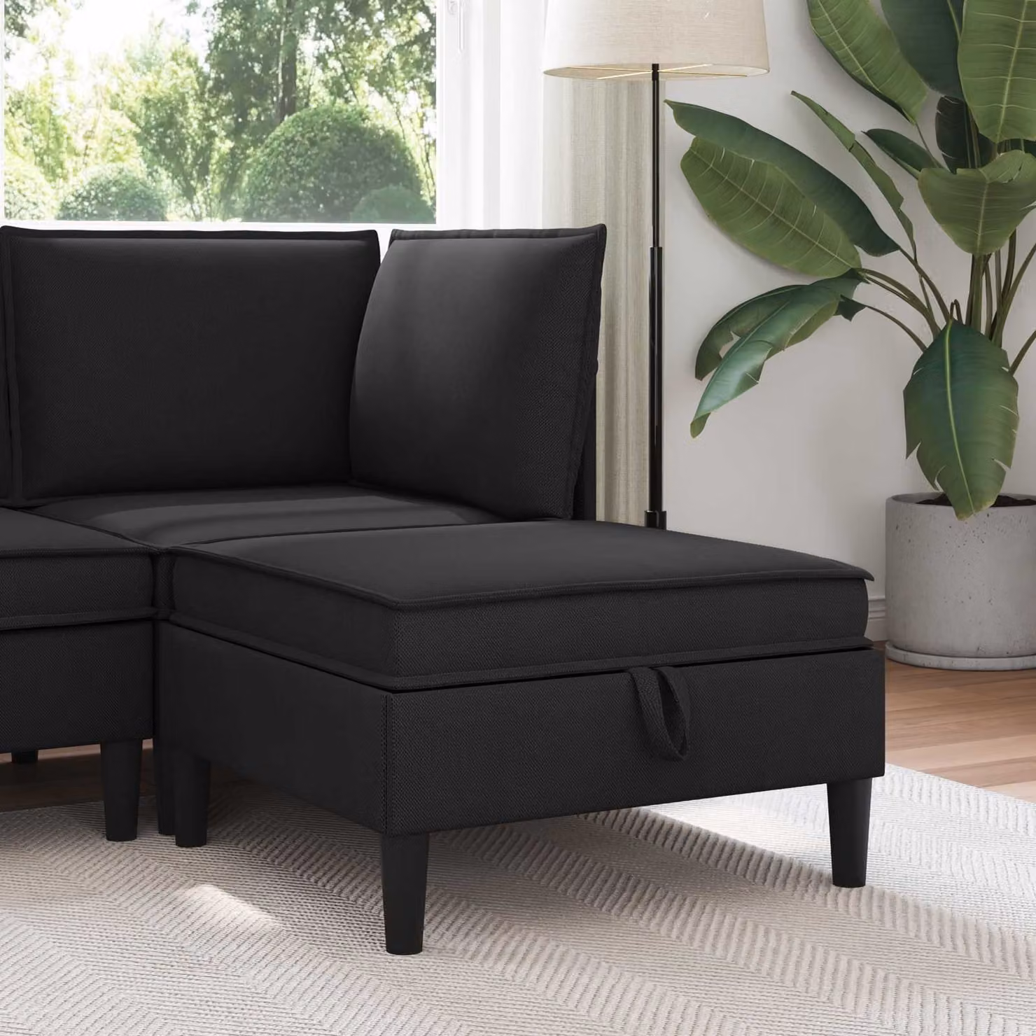 Pouf con contenitore vidaXL in velluto nero moderno L: 70 cm, P: 40 cm, H: 40 cm