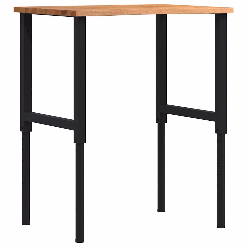 vidaXL Banco Lavoro in Legno di Rovere e Metallo Marrone Chiaro, Altezza Regolabile, L: 80 cm, P: 60 cm, H: 71,5-98 cm