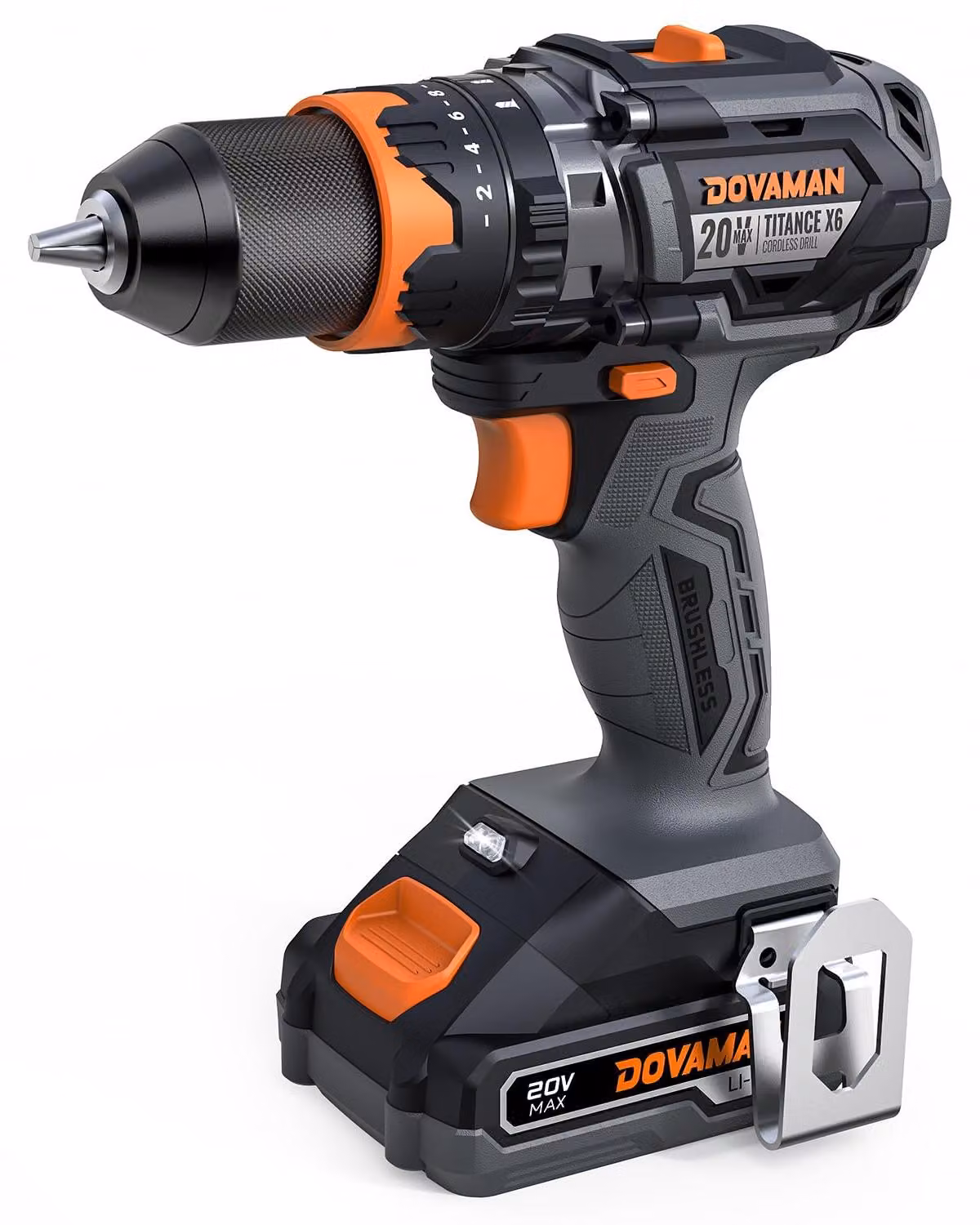 Trapano a batteria da 20 V - Mandrino da 13 mm - Motore brushless con funzione a percussione, ideale per legno e muratura