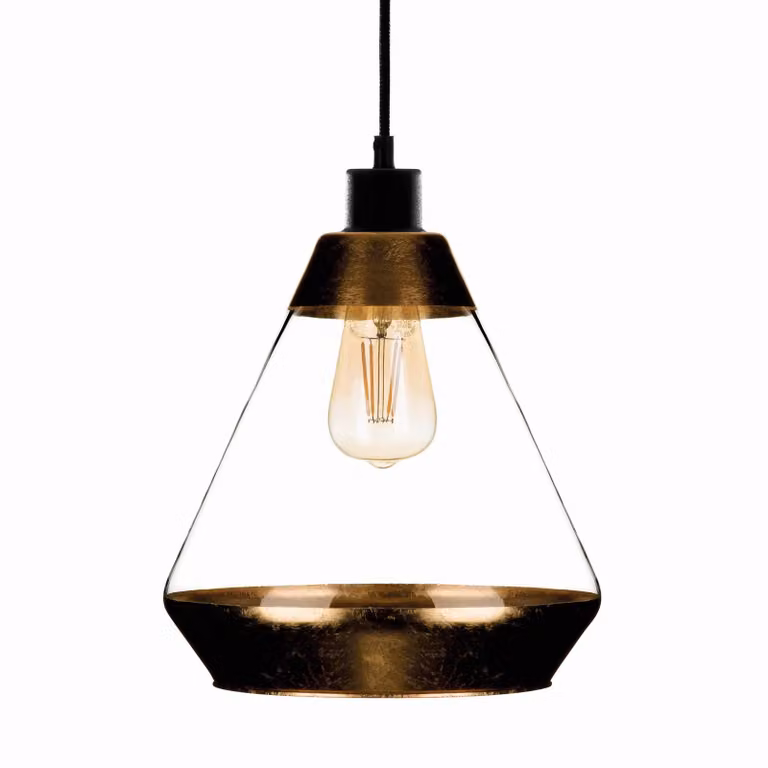 Lampada a sospensione in vetro Lonceng Solbika Lighting, dimmerabile, Nero, Soggiorno / Sala da pranzo, Vetro, Moderno, Lampada a sospensione