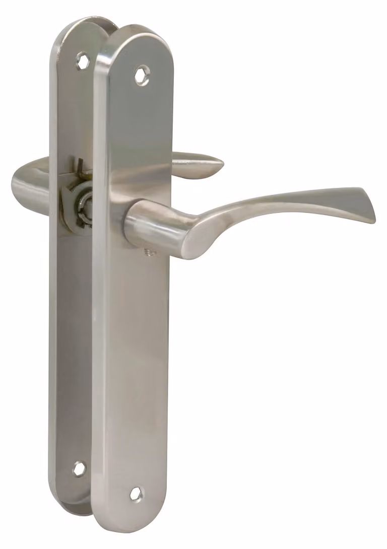 Set di 2 maniglie ovali in acciaio argentato per porte, con pomello in zamak