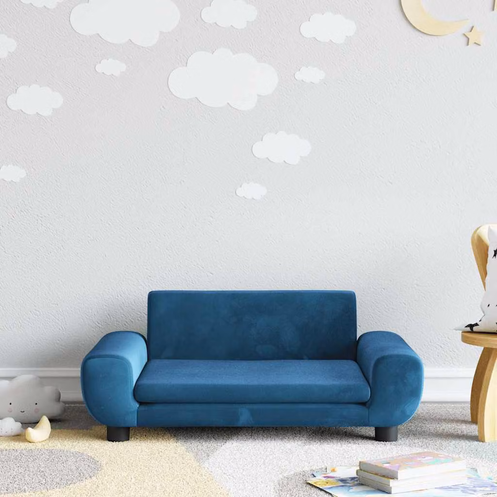 Divano per bambini vidaXL in velluto blu L: 70 cm, P: 45 cm, H: 33 cm