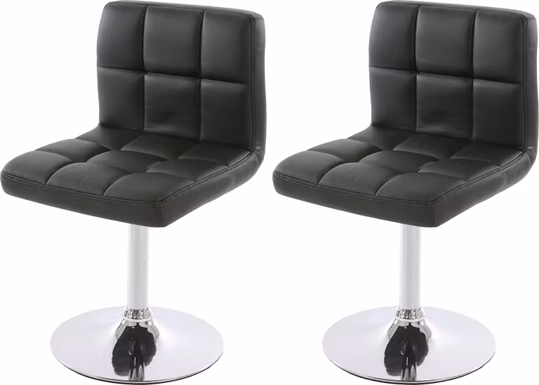 set di 2 sedie per sala da pranzo Sedia girevole Sedia Kavala in Pelle finta cromo ~ nero