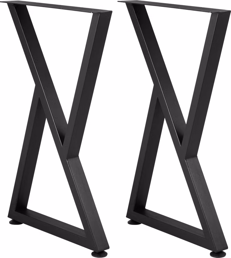 SucceBuy 28x18 pollici gambe da tavolo in metallo, set di 2, gambe da tavolo robuste per scrivanie e panche. In ferro battuto, con protezioni in gomma per il pavimento, finitura opaca. Ideali per tavoli da pranzo fai da te in casa.