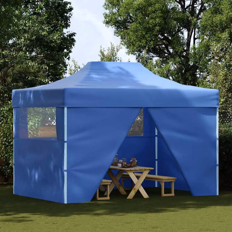 vidaXL Tenda Pieghevole Pop-Up con 4 Pareti Laterali 3x4,5 m Blu