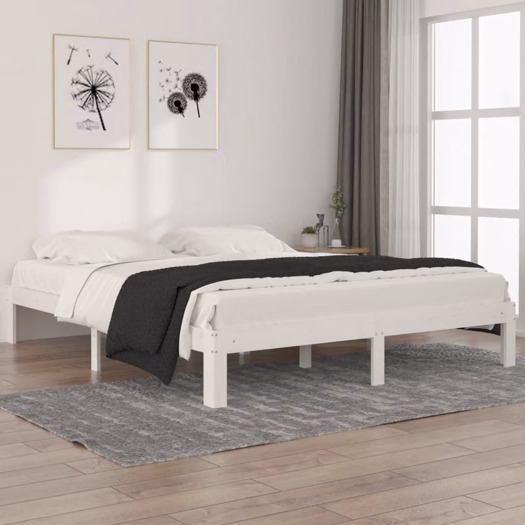 The Living Store Letto in legno massiccio di pino bianco 160x200 cm