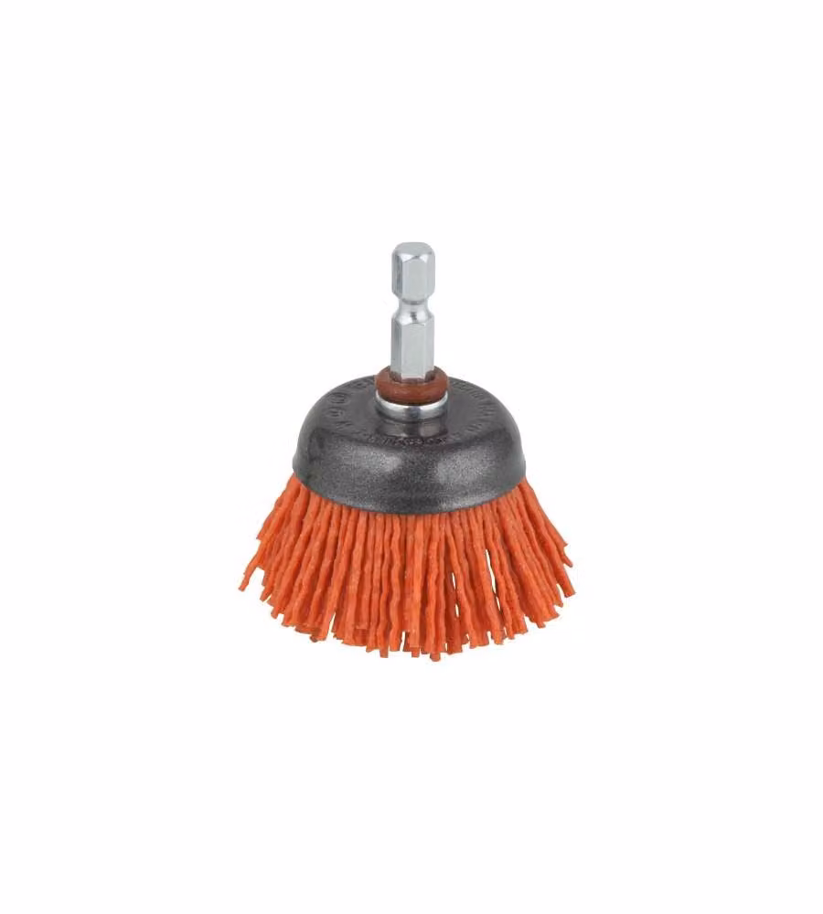 Spazzola a tazza in nylon, Diam.45mm,gambo 6 mm